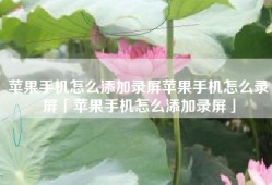 苹果手机怎么添加录屏苹果手机怎么录屏「苹果手机怎么添加录屏」