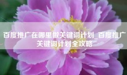 百度推广在哪里做关键词计划_百度推广关键词计划全攻略